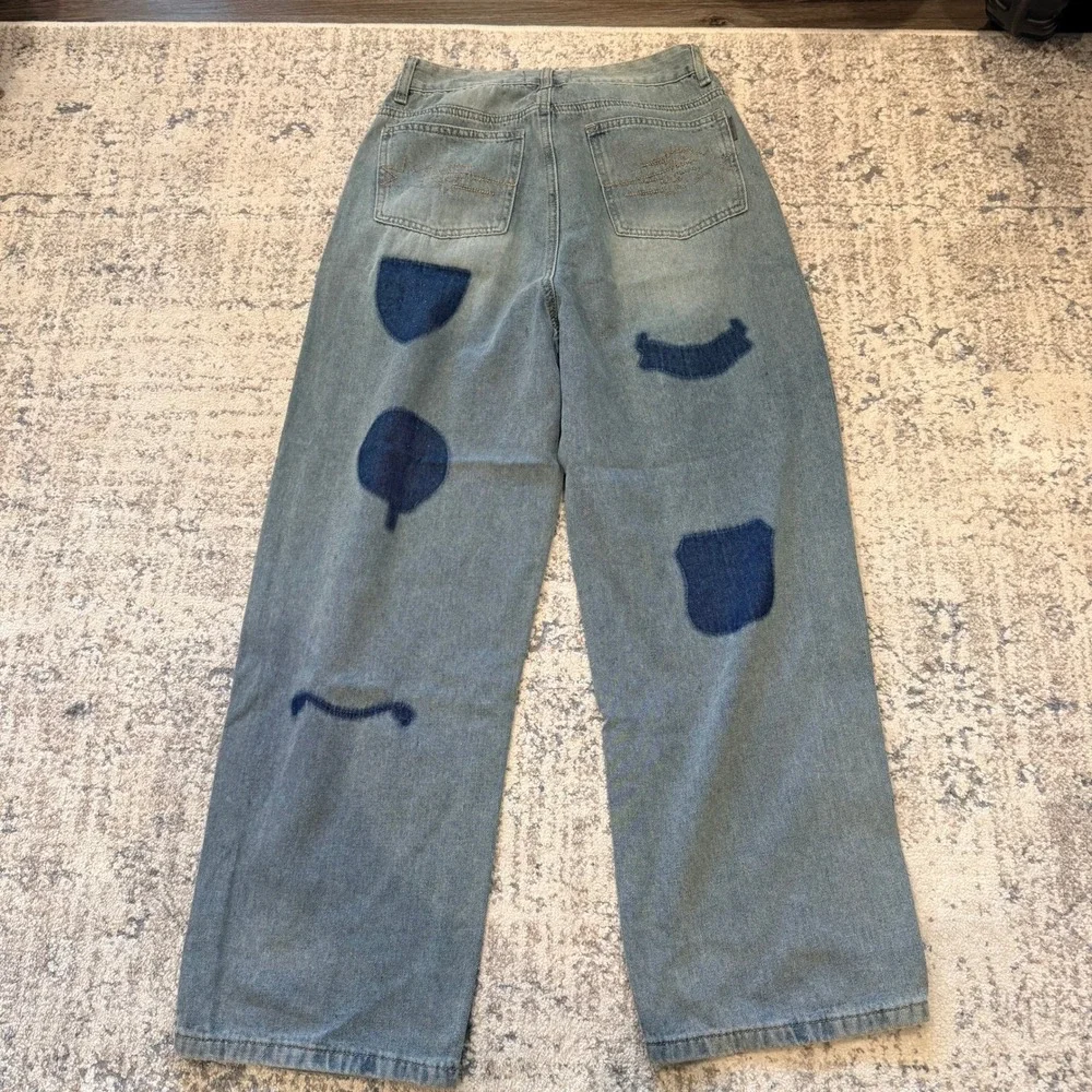 Aland Nice Ghost Club Big Wide Washed Emblem Jeans‎ Blue Baggy Wide Leg Small - Picture 6 of 6